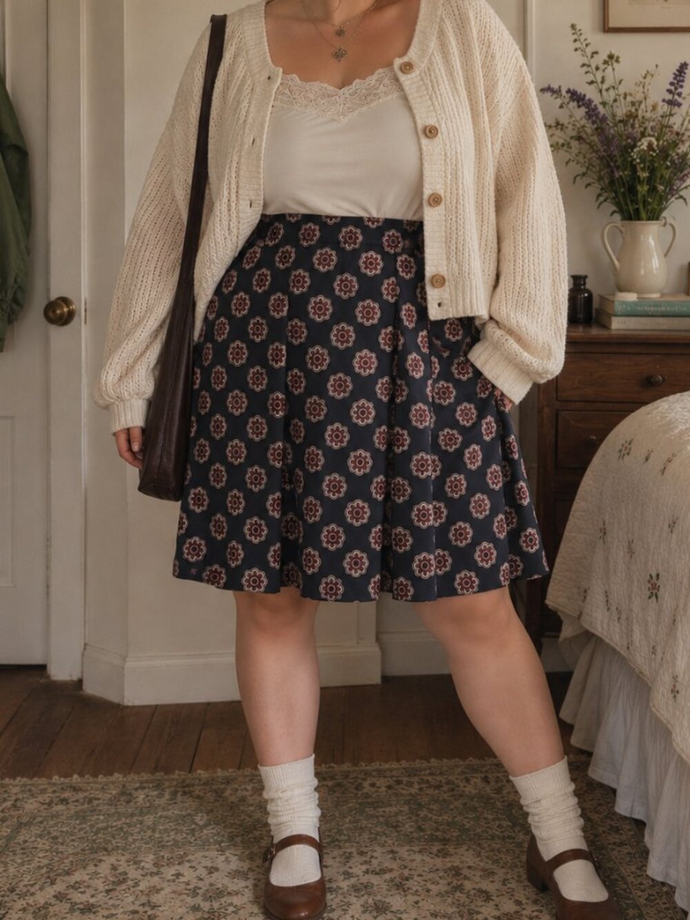 LOFT Geo Medallion Print Pleated A-Line Skirt XL